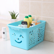 Large medium and small plastic smiley face hollowed-out storage basket storage box finishing box uncovered sundry basket desktop sorting storage box