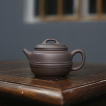 Yixing famous authentic purple sand pure hand-made teapot line law pot blue-gray purple mud tea set household full handmade