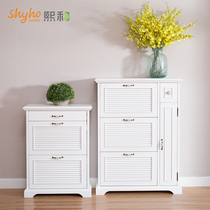 Xihe solid wood shoe cabinet simple American entrance Cabinet 2 3 bucket dustproof creative shoe rack European side cabinet storage furniture