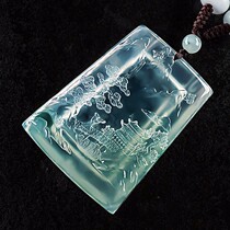 Longyu Culture New Emerald Pendant Jade Pendant Jade Pendant Jade Pendant men and women Ice Overdraft Floating Green Jade Pendant Mountain Waterboard Pendant
