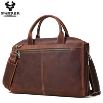 HUMERPAUL Bag Mens Genuine Leather Briefcaste for 14 lapto