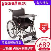 Yuyue wheelchair H058B Easy to sit lightweight foldable portable large wheel thickened elderly disabled hand push scooter