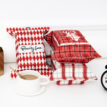 Festive red storage tissue box living room bathroom dust-proof and moisture-proof cotton linen paper box home storage