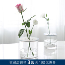  ins wind vase Glass transparent water flower cultivator Home hydroponic utensils Small flower pot Simple creative vase flowers