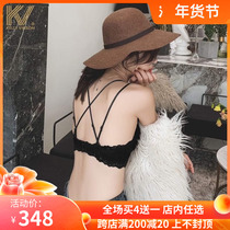 Summer ultra-thin underwear women without steel ring sexy lace bra small chest gathered thin non-trace back bra set