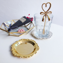 Nordic Retro Metal Round Small Pallet Tea Cup Cushion Coffee Cup Tojewelry Tray Photo Prop Candle Containing Pan