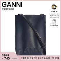 Ms. Ganni 2022 new navy blue small leather handbag diagonal bag shoulder bag A4477683