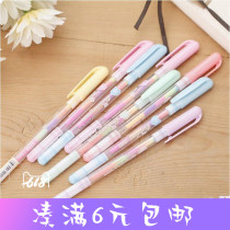 Color fluorescent pen Han version confectionery color stationery 6 color all-in-one water powder Pen Pink Pen Student Gift