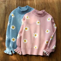 Girls sweater childrens knitted sweatshirt woman great boy foreign air autumn winter clothing 2021 new baby suede jersey undershirt childless clothing