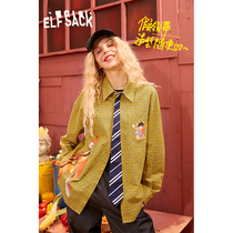 Leprechaun pocket printed plaid shirt 2021 autumn new womens college style design sense niche top tide