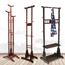 Mahogany hanger Floor-to-ceiling household new Chinese tenon and mortise stable hanging coat rack Bedroom storage clothes solid wood coat rack