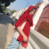 Convex Styling Tourism Photo Great Size Pure Color Art Fan Sunscreen Great Long Shawl Female Cotton Linen Scarves Scarf woman