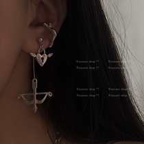 Heart action Love God Teenage Girl Wind Retro Superior Peach Hearts Angels Necklace Earrings Earrings Clips Without Earholes Suit