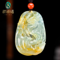 Xiangzhen Fu natural jade pendant flying dragon in the sky Jade Dragon card jade pendant male Zhang Weiwen master orphan