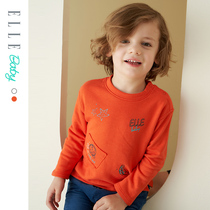 Elle baby boys knitted long-sleeved round neck shirt Baby sweater Pullover Printed casual sports top
