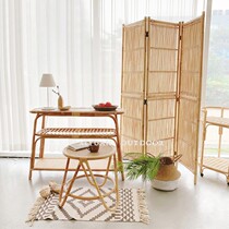 Nordic rattan woven screen Simple rattan partition Home B & B hotel entrance living room folding mobile three-fold screen
