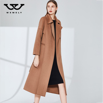 Double-sided cashmere coat womens mid-length 2020 autumn and winter new fashion single-breasted waist thin wool coat women