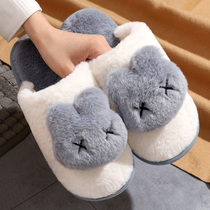 Cotton Slippers Mens Winter 2022 New Interior Home Non-slip Warm Home Lovers Plush Slippers Lady Winter