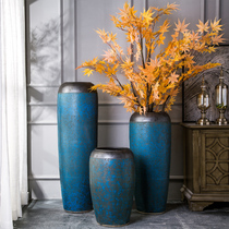 Ceramic floor large vase blue ornaments American porch decorations inserted dried flower restaurant hotel pottery pot porcelain