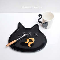 Cute cat ceramic shape plate plate plate platter Platter Steak childrens tableware cartoon breakfast plate salad