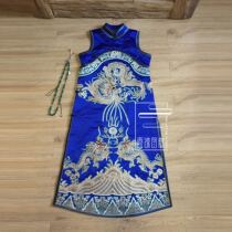  Cloud decoration totem original design womens robe Old embroidery handmade Longteng Chinese seven-button stand-up collar sleeveless dress
