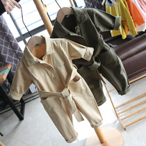 2022 Spring childrens wear baby overalls jumpsuit baby Korean version of conjoined ha clothes children climbing clothes out of clothing 737