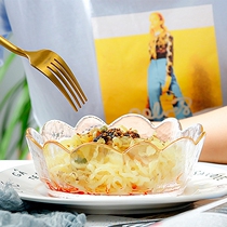 Nordic Glass Salad Bowl Home Flowers Bowls Transparent Creative Petal Bowl Sweet breakfast Vegetable Fruit Dish Bowl