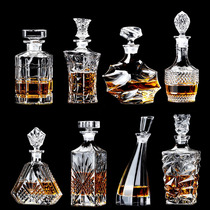 Large crystal glass wine bottle Creative red wine bottle Household whiskey bottle with lid Foreign wine bottle white wine container