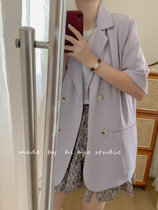 Fragrant purple suit jacket womens summer thin hanging casual versatile student design sense small man