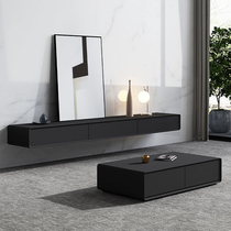 Modern minimalist black suspended TV cabinet wall-mounted hanging-style light lavish minimalist tea table TV cabinet Composition cabinet
