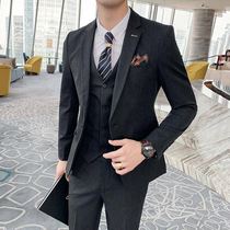 Mens suit suit suit male slim yuppie handsome fried street suit male Korean version trend wedding ceremony groom light familiar wind