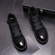 Tide black Martin boots male British magic stick thick soles increase short boots fashion leather leather air breathable tide men gauge shoes