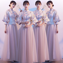 Chinese bridesmaid dress 2021 new spring thickened long-sleeved Chinese style Xiuhe dress sister group dress female spring and autumn