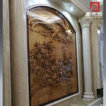 Zhou Xianrong hand-carved peony Phoenix partition wall background wall custom-made free design solid wood Dongyang wood carving