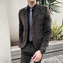 Suit suit mens three-piece suit casual jacket Korean version of slim dress dress groom handsome wedding dress trend