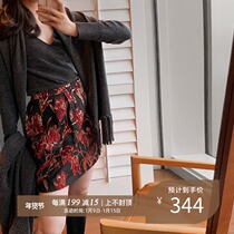 lowey clearance SALE flower blooming rich silk blend three-dimensional jacquard skirt skirt