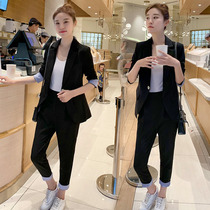 Small suit suit female temperament small man high slim and thin 2021 spring and autumn fashion British style two-piece set