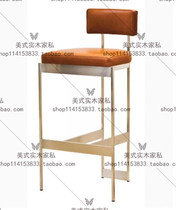 Nordic Modern Stainless Steel Metal Bar Chair Cafe Bar Front Desk High Footstool Bar Bench KTV High Foot Chair