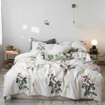 Literary hipster Pastoral Flower Leaf Cotton Cotton Bed Four Piece Set Three-Piece Chanson