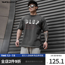 BLUESFLY short sleeve mens summer new crushing printed T-shirt loose muscle male fitness training sports blouses