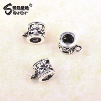 925 Pure Silver Thai Silver Accessories Hollowed-out Road Pass Sepp Bead with ring ring rings Rings Buckle Pendant Diy Hand Strings Bracelet Ornament