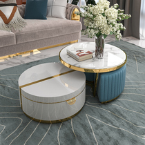 Light Extravagant Tea Table TV Cabinet Composition Modern Minima Nordic Creative Marble Living Room Small Family Size Round Tea Table