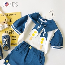 Counter JO childrens clothing boys academy style set summer female baby Navy wind two-piece leisure Korean tide