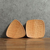Natural Beech Japanese square tortoise Wood saucer creative solid wood tableware cake snack wood plate snacks nuts