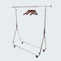  Clothing store new shelf foldable mobile stall Stainless steel left and right telescopic Nakajima frame folding wheel frame