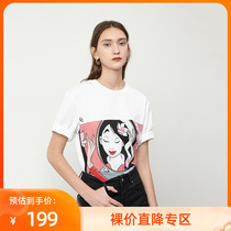 (Flower Mulan Special Cooperation Series) LILY Summer new womens dress Loose Pure Cotton Printed T-shirt 8702