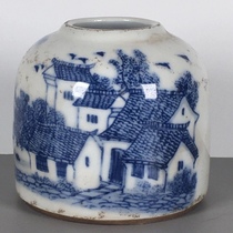 Antiques old goods old goods ancient porcelain Jiangxi Porcelain Company Factory porcelain blue and white house small mouth bowl in the 8th year of the Republic of China
