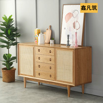 Sideboard Nordic cherry wood locker all solid wood wine cabinet Black walnut bowl cabinet can be customized factory furniture