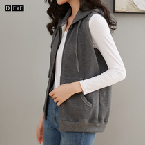 Waistcoat for womens spring autumn sports Leisure outta sleeveless vest pure cotton slim outside wearing even cap zipped waistcoat jacket