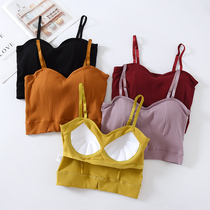 Pure cotton belt chest pad one-piece short sling female summer vacation high waist navel sports bottoming vest